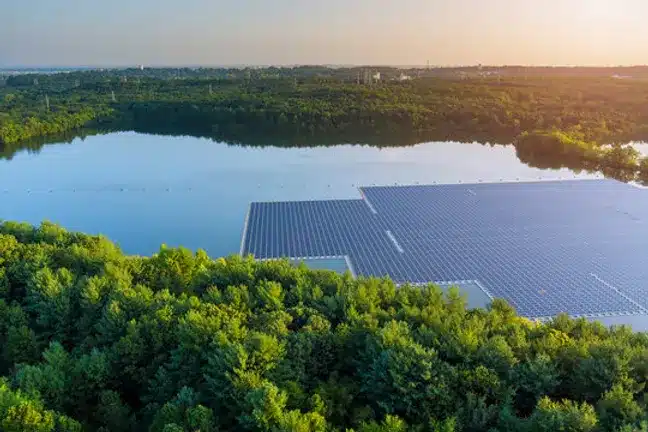 Scenic Lake with Green Power Energy
