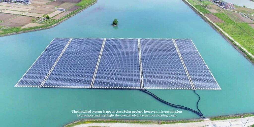 Floating solar panels on water near chicago data centers reducing transmission losses